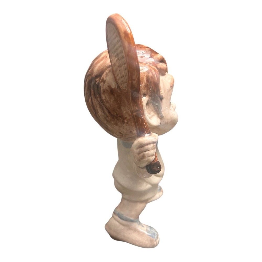 Vintage Atlantic Mold Boy Tennis Player Figurine Hand Painted Ceramic - Picture 4 of 6
